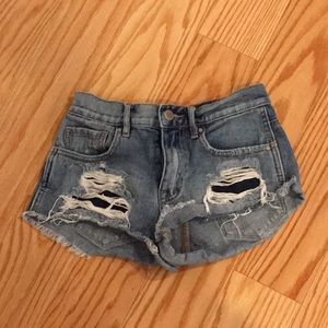jean ripped shorts